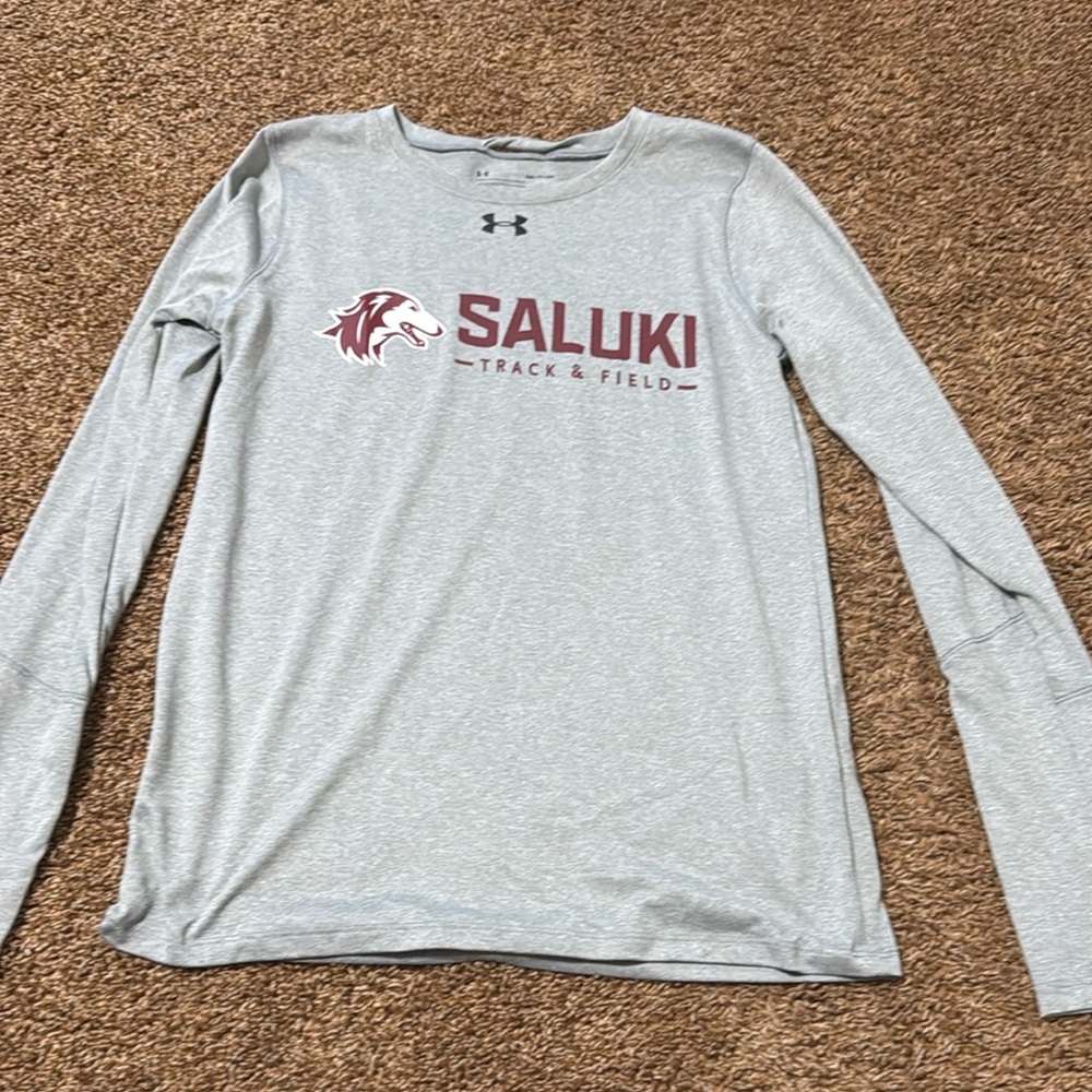 Under Armour Gray Saluki Track & Field Long Sleeve Shirt size small